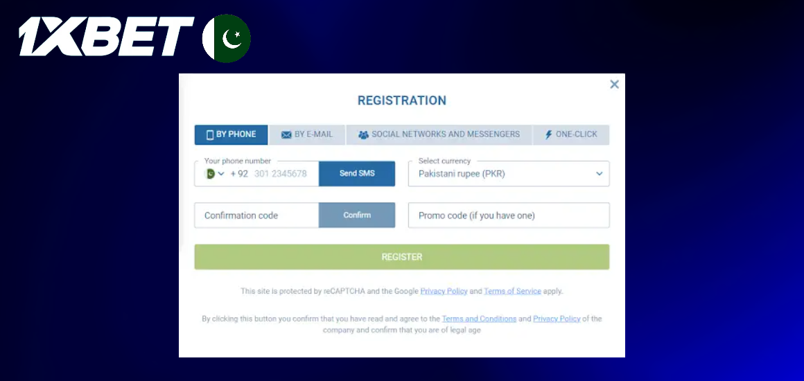 register in 1xBet by phone number